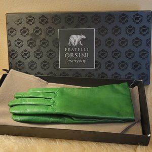 Fratelli Orsini everyday Sofia Green Cashmere Lined Leather Driving Gloves